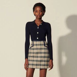 Sandro Plaid Tweed Miniskirt Size 1 (Small)
